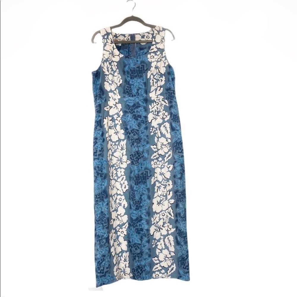 Hilo Hattie Hawaiian Original Blue Floral Dress 18